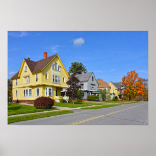 Poster Maisons colorées de style Queen Anne Revival, Verm
