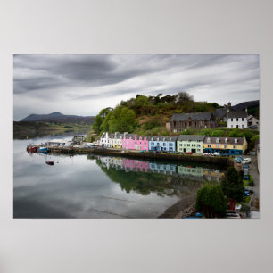 Poster Maisons colorées en Portree, Skye