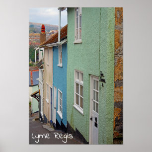 Poster Maisons colorées, Lyme Regis, Dorset, Angleterre