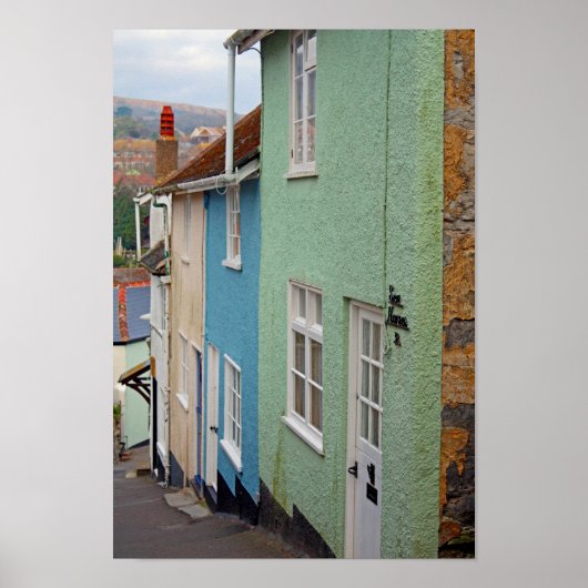 Poster Maisons colorées, Lyme Regis, Dorset, Angleterre (Devant)