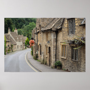 Poster Maisons de campagne couleur miel à Castle Combe, a