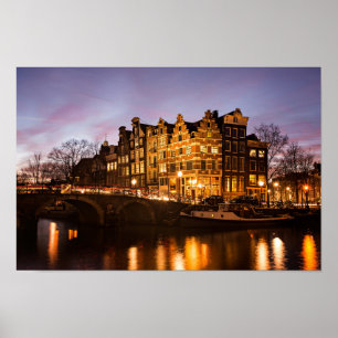 Poster Maisons de canal d'Amsterdam à l'affiche de