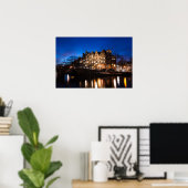Poster Maisons de canal d'Amsterdam la nuit (Bureau à domicile)