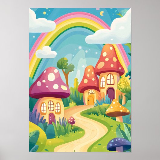 Poster Maisons de champignons et arc-en-ciel 13 (Devant)