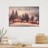 Poster Maisons de forêt d'hiver, Paix sur Terre (Cuisine)