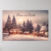 Poster Maisons de forêt d'hiver, Paix sur Terre (Devant)