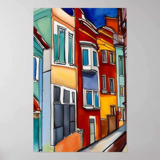 Poster Maisons de lignes Abstraites sans cadre (Devant)