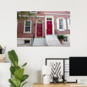 Poster Maisons en briques Portes rouges (Bureau à domicile)