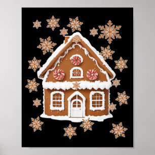 Poster Maisons en pain d'épices et flocons de neige Noël