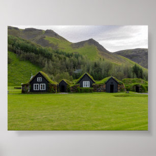 Poster Maisons en tourbe en Islande