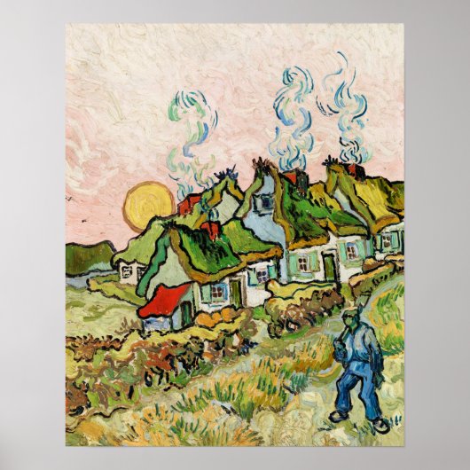 Poster Maisons et figure (1890) par Vincent Van Gogh (Devant)