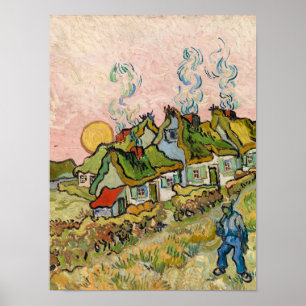 Poster Maisons et figure par Vincent van Gogh