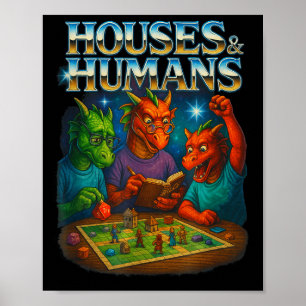 Poster Maisons Et Humains Drôle De Jeu De Rôle De Jeu Pou