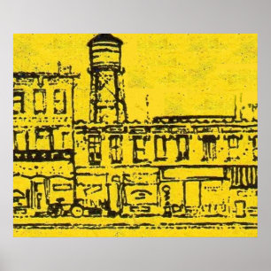 Poster Maisons et maisons de Yellowville et château d'eau