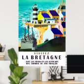 Poster Maisons et phare sur la côte bretonne, France (Bureau à domicile)