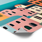 Poster Maisons grecques art minimaliste  (Coin)