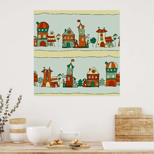 Poster Maisons Wonky (Cuisine)