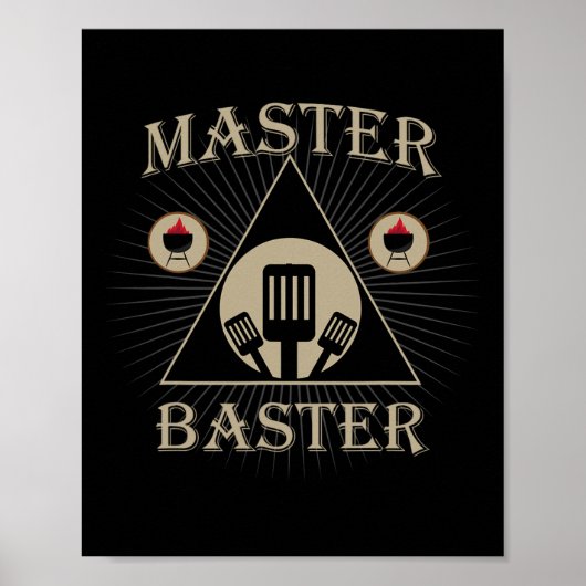Poster Maître Baster Drôle de Gril Bbq Pitmaster de Viand (Devant)