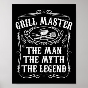 Poster Maître du Grill L'Homme La Légende Mythe Drôle Bbq