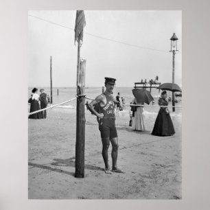 Poster Maître nageur de plage de Brighton, les années