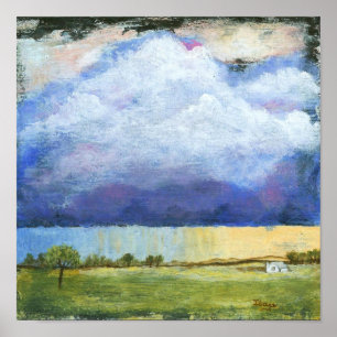 Poster Majesté Art Abstrait Paysage Maison Peinture