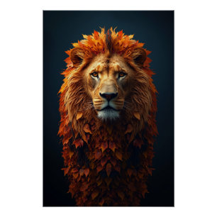 Poster Majesté d'Automne – Lion Royal avec Crinière d'Aut