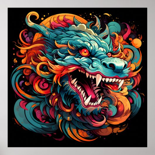 Poster Majesté du Dragon Oriental Moderne (Devant)
