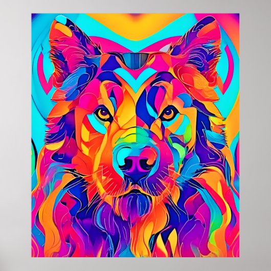 Poster Majesté du loup psychédélique (Devant)