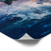 Poster Majesté en vol : Aigle montant au-dessus du poisso (Coin)