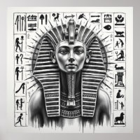Majesté éternelle : Pharaon d'Egypte Charbon Art