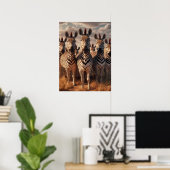Poster Majesté rayée : Herbe zébrée en herbe sèche (Bureau à domicile)