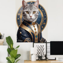 Majestic American Shorthair Chat en bleu et or