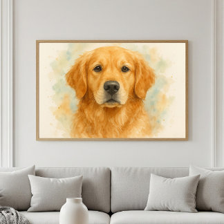 Poster Majestic Aquarelle Golden Retriever Portrait