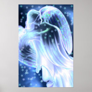 Poster Majestic Blue Angel Avec Étoiles