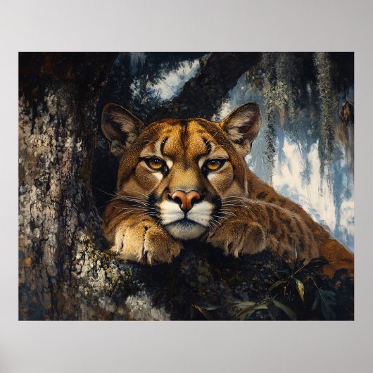 Poster Majestic Cougar in Forest (Devant)