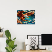 Poster Majestic Eagle Fishing dans une vague 20x16 (Bureau à domicile)