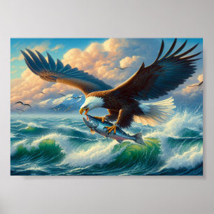 Poster Majestic Eagle se balançant vers le bas pour attra