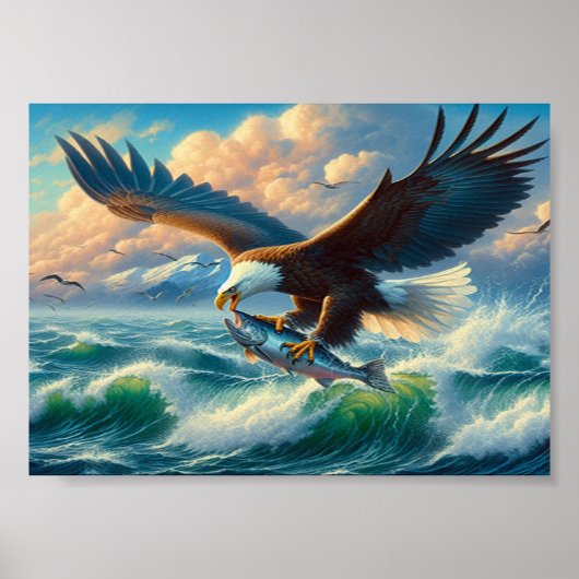 Poster Majestic Eagle se balançant vers le bas pour attra (Devant)