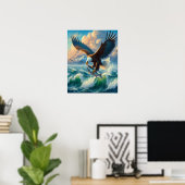 Poster Majestic Eagle Swooping Down to Catch Fish 16x20 (Bureau à domicile)