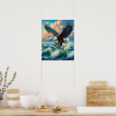 Poster Majestic Eagle Swooping Down to Catch Fish 16x20 (Cuisine)