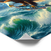 Poster Majestic Eagle Swooping Down to Catch Fish 8x10 (Coin)