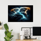 Poster Majestic Eagles danse au milieu de la foudre (Bureau à domicile)
