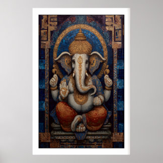 Poster Majestic Ganesha Wall Art - Mosaic Design with