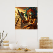 Poster Majestic Golden Hued Dynamic Aztec Warrior (Cuisine)