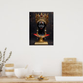 Poster Majestic Grace : Femme noire en Couronne or (Cuisine)