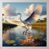 Majestic Great Egret dans les terres humides paisi