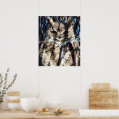 Poster Majestic Great Horned Owen Photo de la faune (Cuisine)
