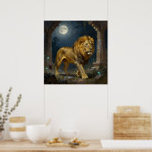 Poster Majestic Lion Strolling under the Moonlight  (Cuisine)