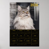Poster Majestic Maine Coon Cat – 2026 Wall Calendar (Devant)