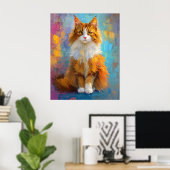 Poster Majestic Maine Coon Cat – Regal Digital Portrait (Bureau à domicile)